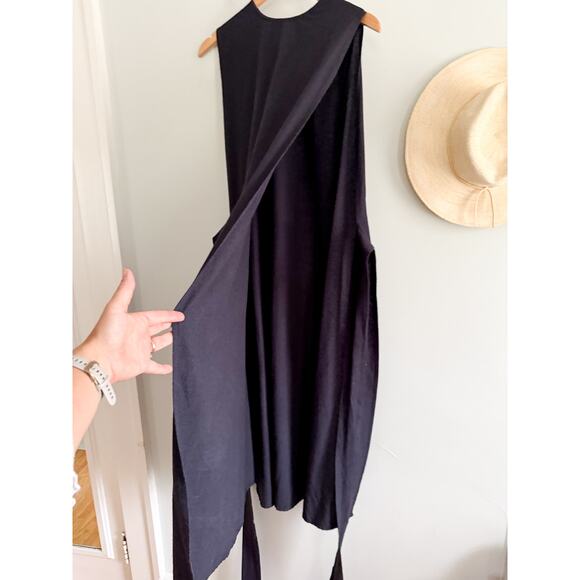 DÔEN | DOEN | Market Raw Silk Wrap Dress in Deep Ink | Sz S - Picture 6 of 7